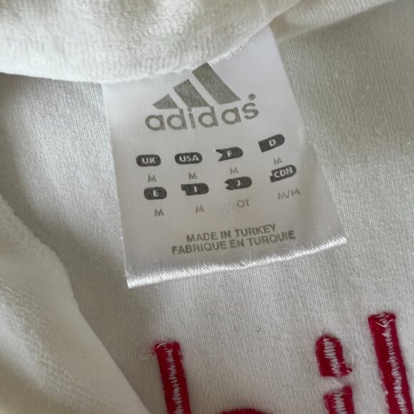 Vintage Y2K Pink & White Velvet Adidas Short Sleeve Zip Jacket - Picture 3 of 4